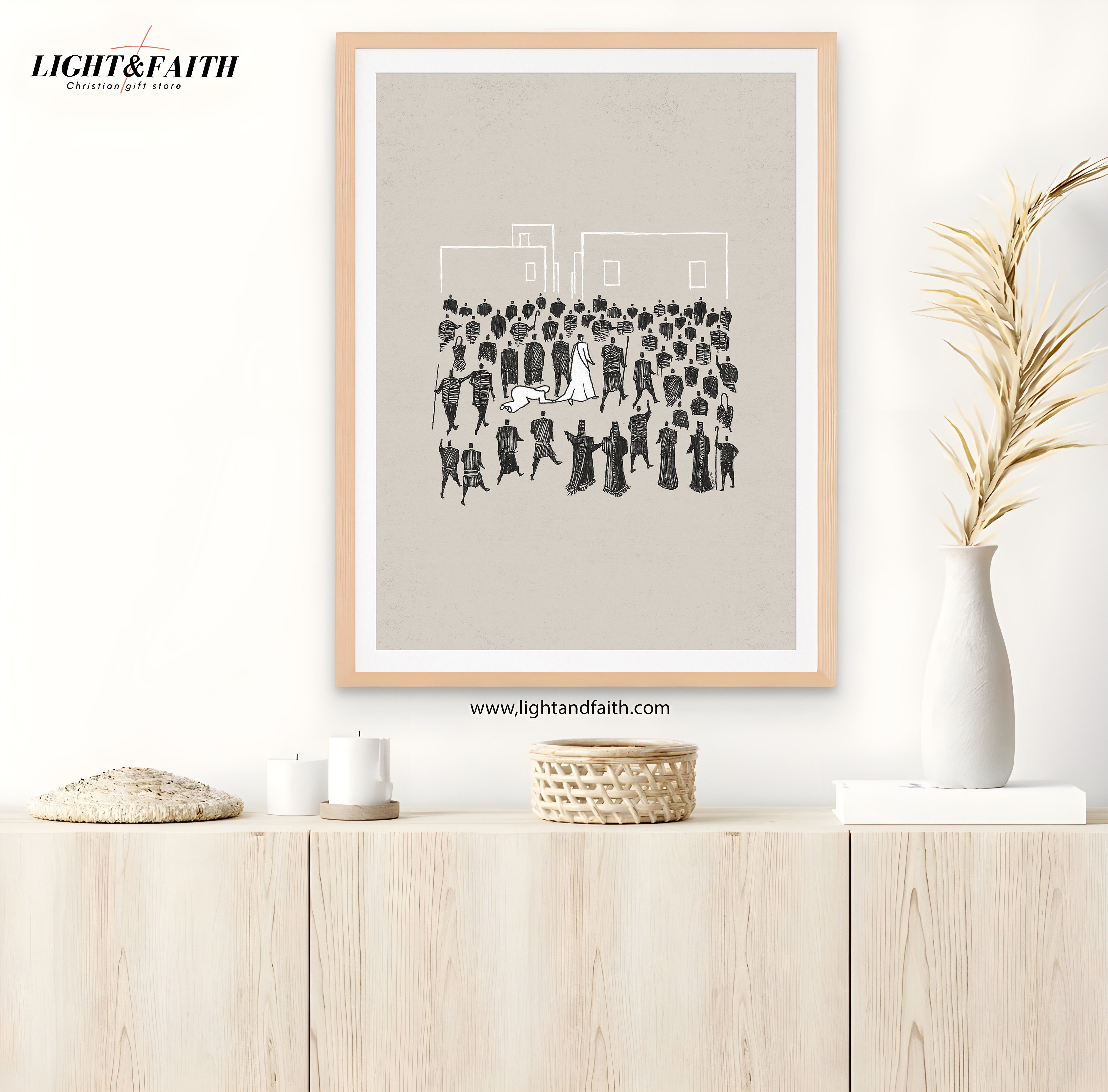 Woman Healed Digital Poster, Fringe of Jesus Garment Art, Hem of Robe Bible Sketch, Christian Wall Art, Jesus Miracle Story, Bible Artwork